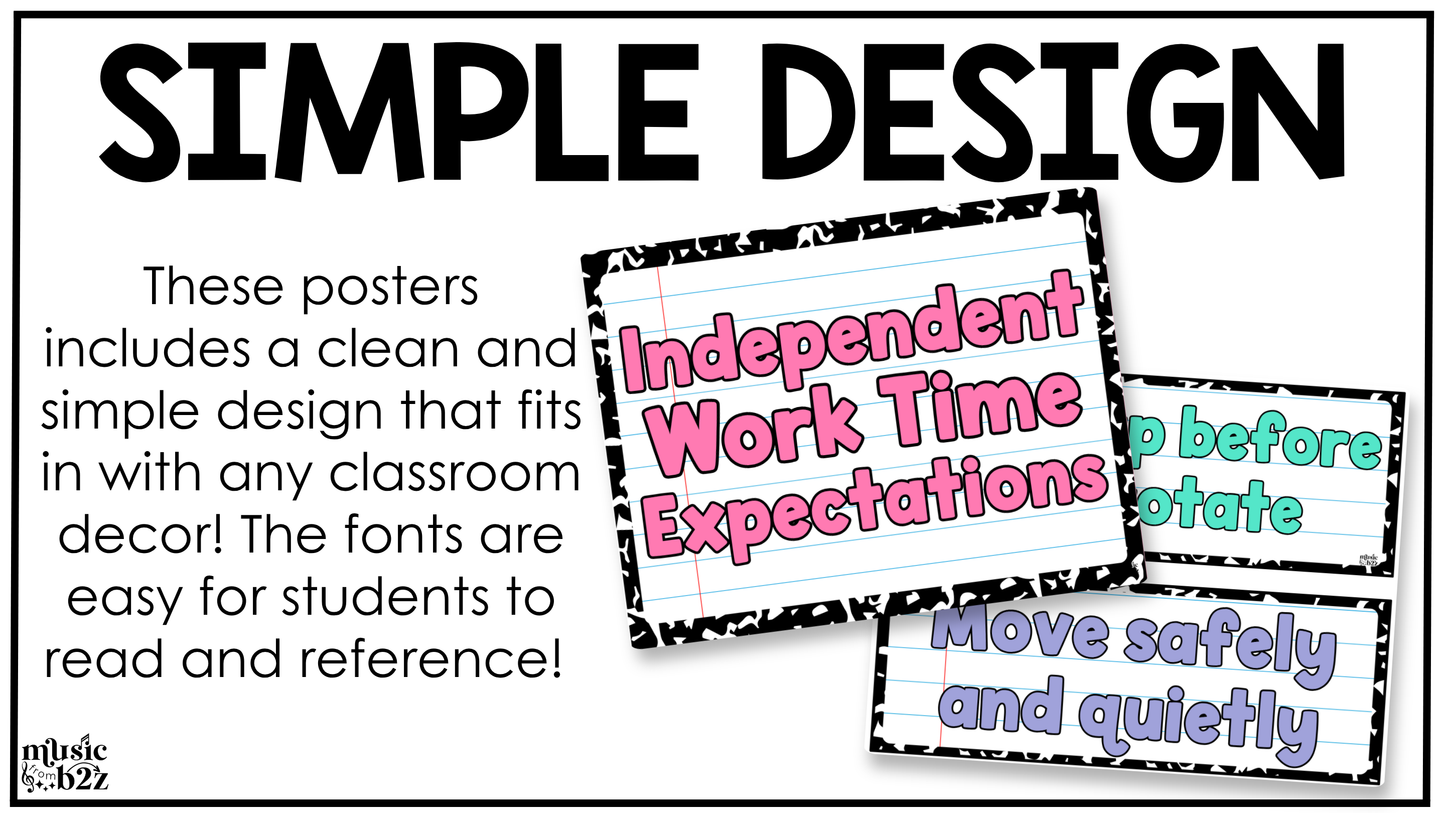 Bright Composition Music Rules & Expectations Posters Elementary Music Classroom Decor