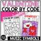 Valentine's Day Music Coloring Color by Note Music Worksheets Music Symbols