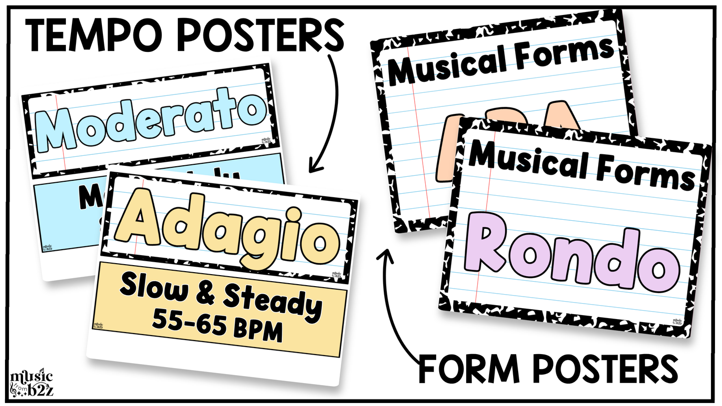 Pastel Composition Music Classroom Decor BUNDLE Music Posters Bulletin Board