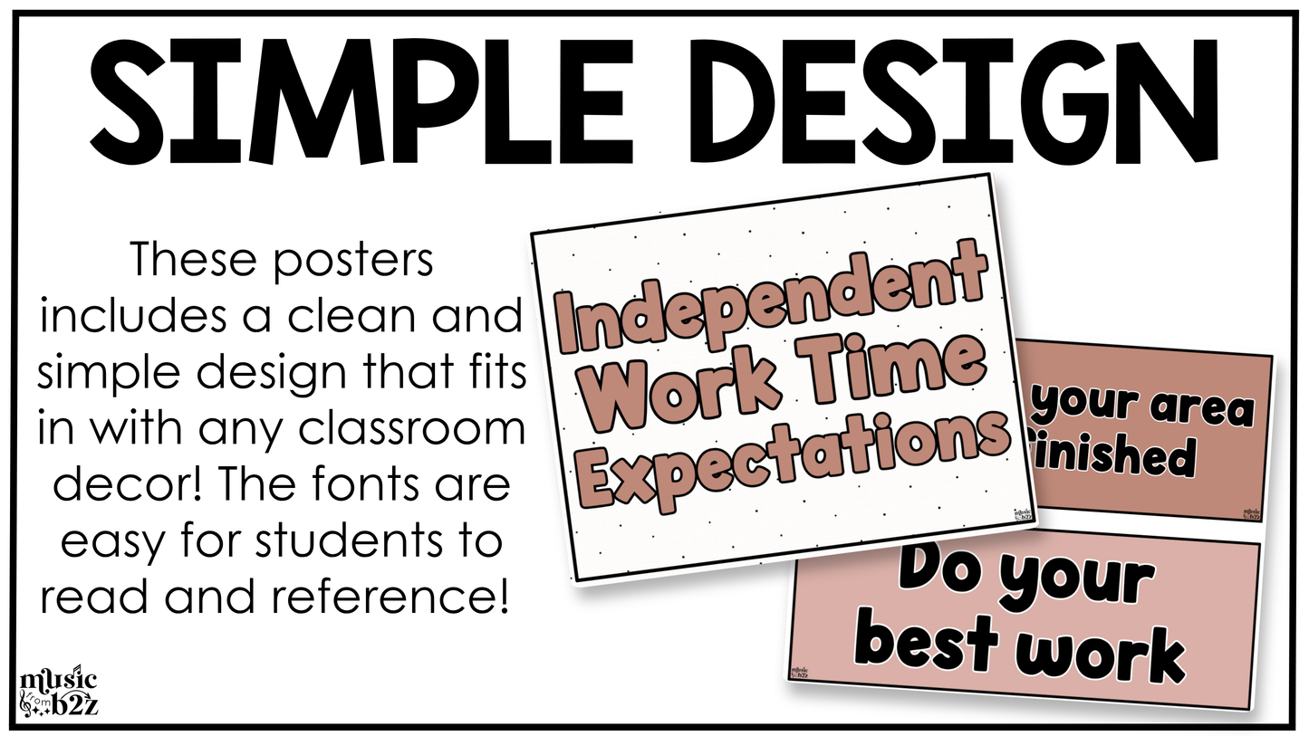 Neutral Music Rules & Expectations Posters Elementary Music Classroom Decor