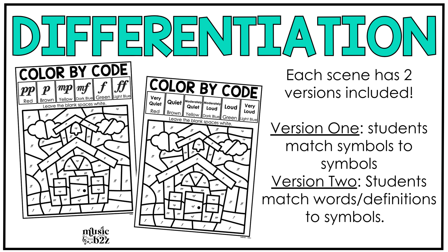 Back to School Music Coloring Pages Color by Note Music Worksheets Dynamics