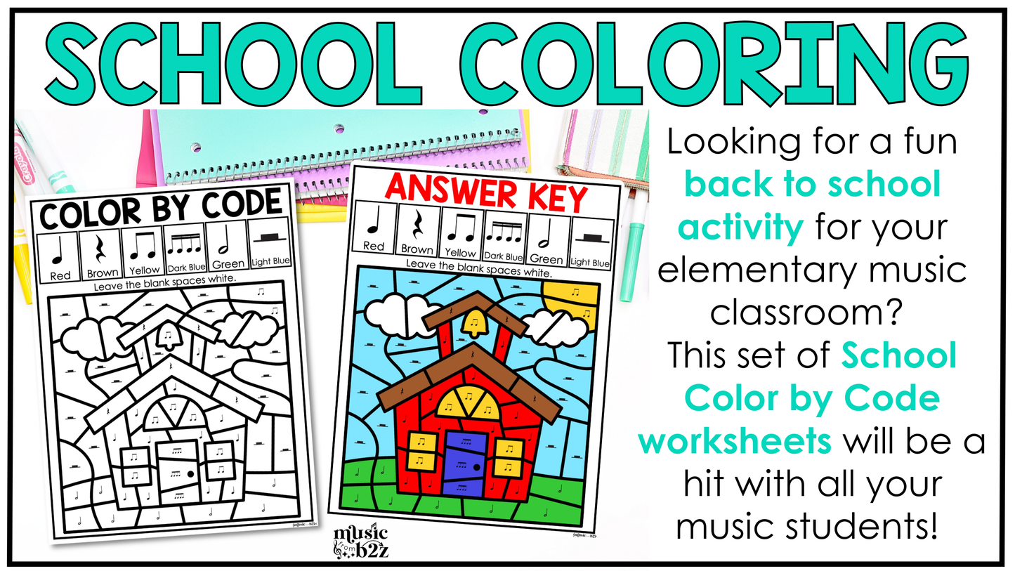 Back to School Music Coloring Pages Rhythm Worksheets Music Color by Note