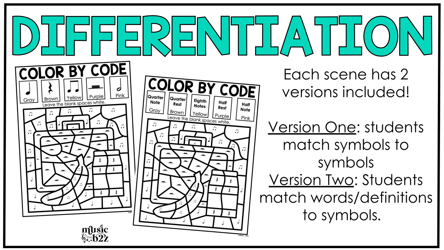Back to School Music Coloring Pages Rhythm Worksheets Music Color by Note