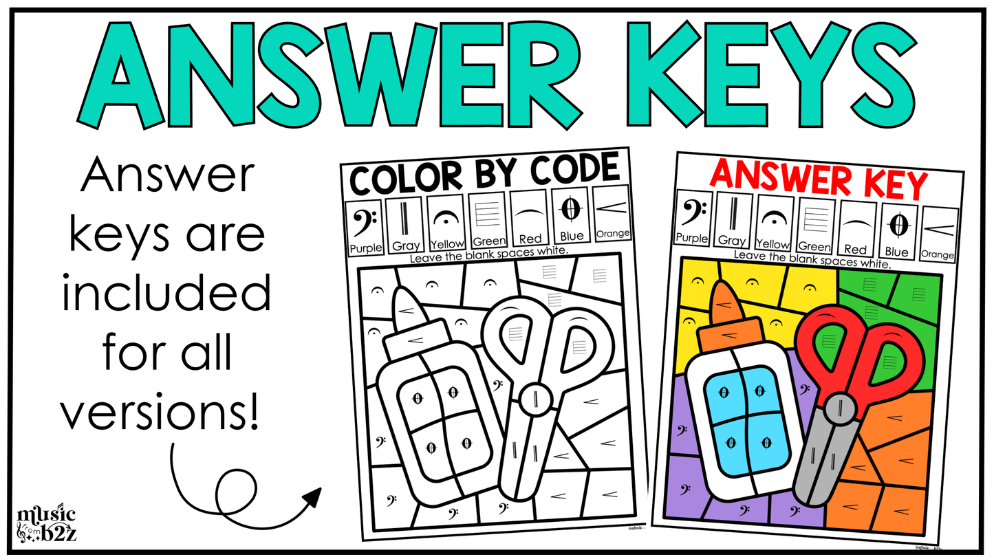 Back to School Music Coloring Color by Note Music Worksheets Music Symbols