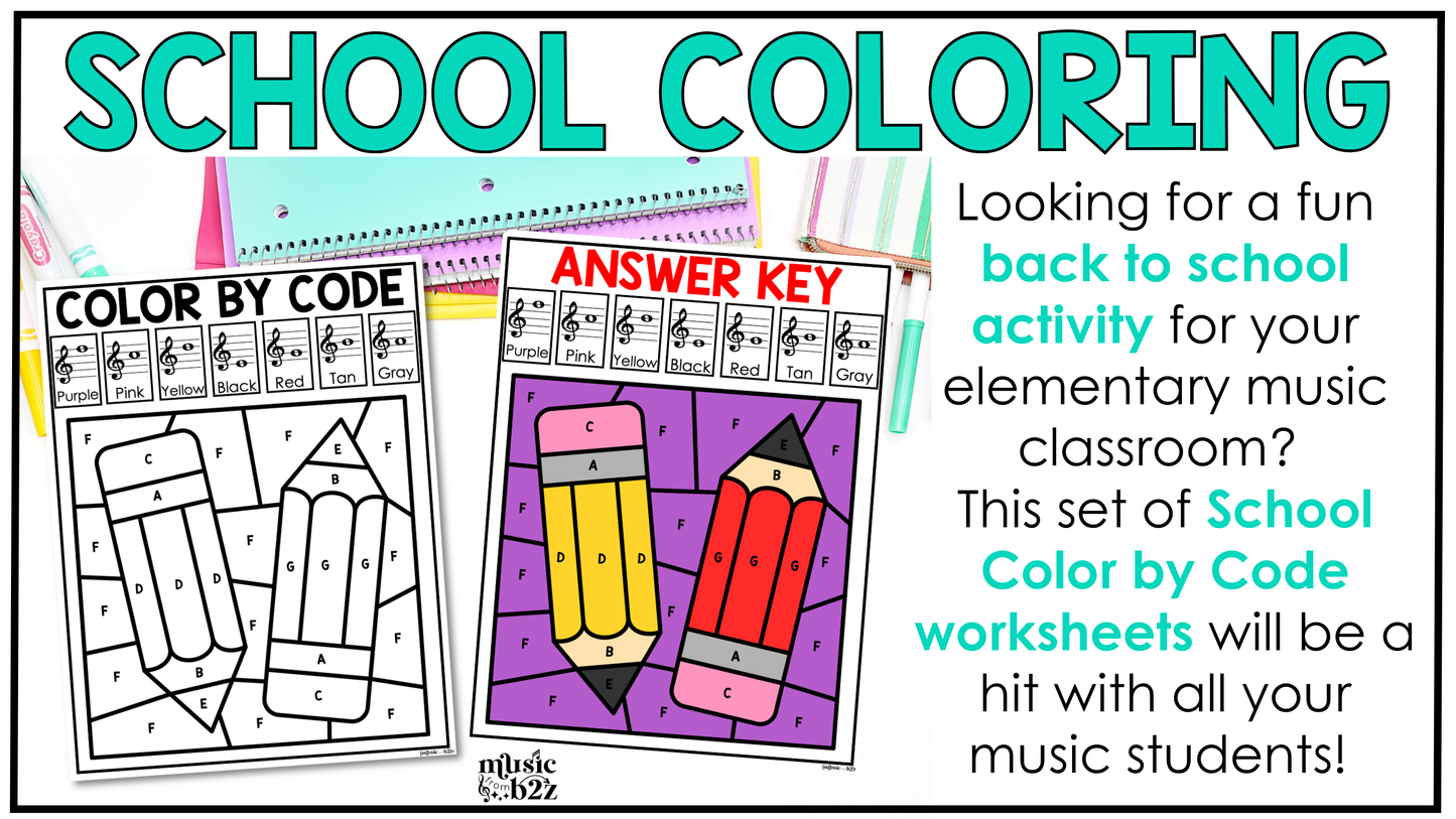 Back to School Music Coloring Pages Color by Note Music Worksheets Treble Clef