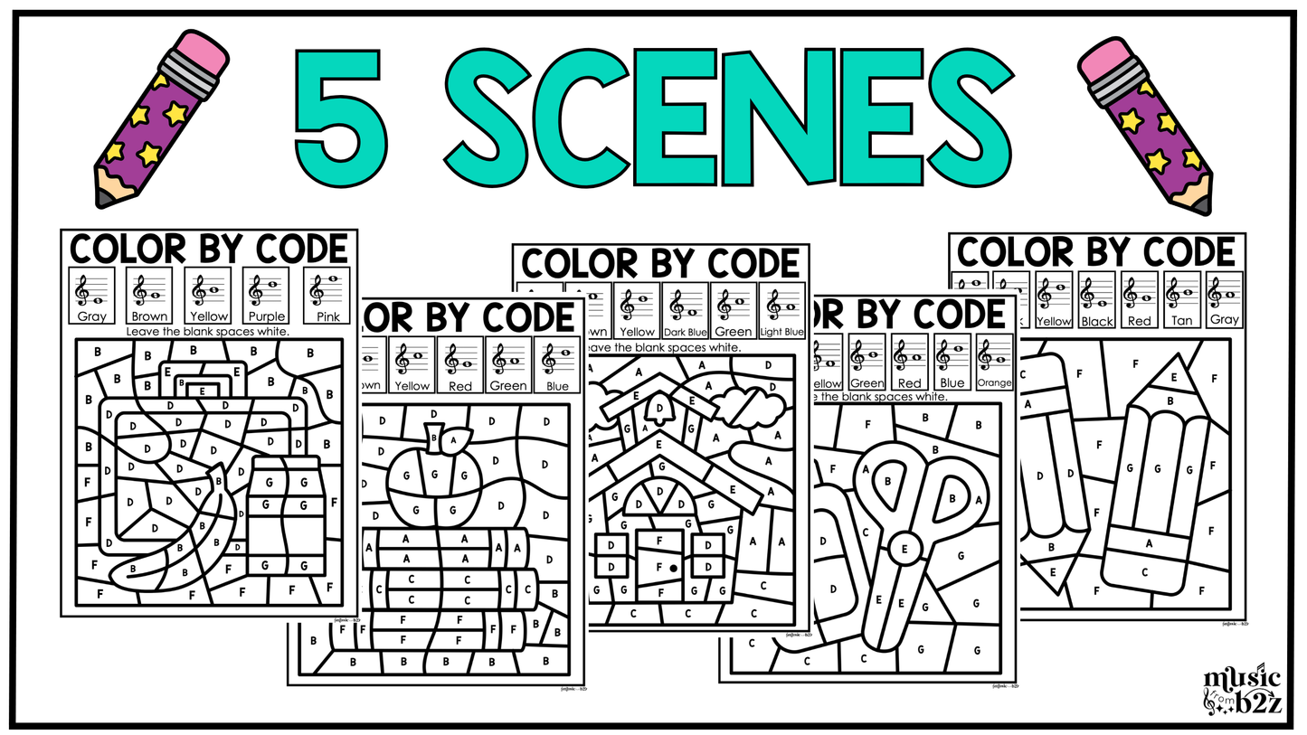 Back to School Music Coloring Pages Color by Note Music Worksheets Treble Clef