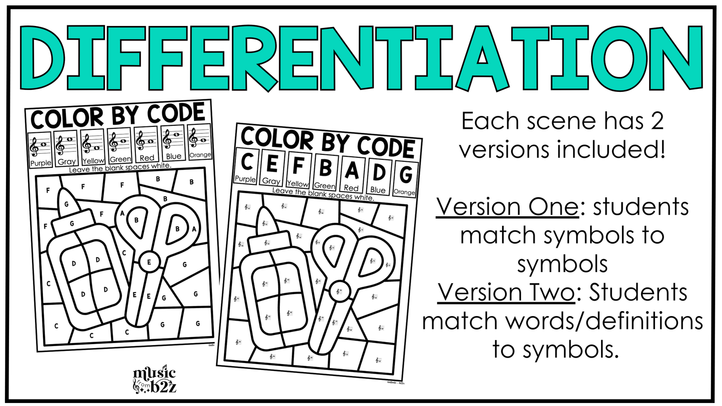 Back to School Music Coloring Pages Color by Note Music Worksheets Treble Clef