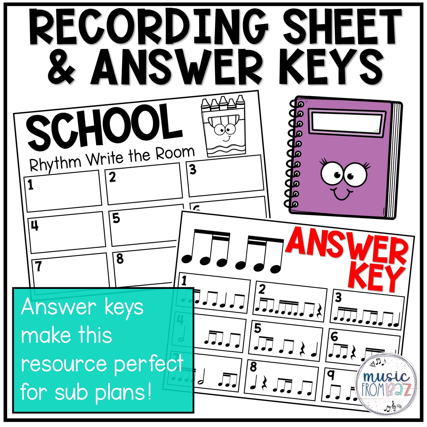 Back to School Rhythm Write the Room Game & Scavenger Hunt - Elementary Music