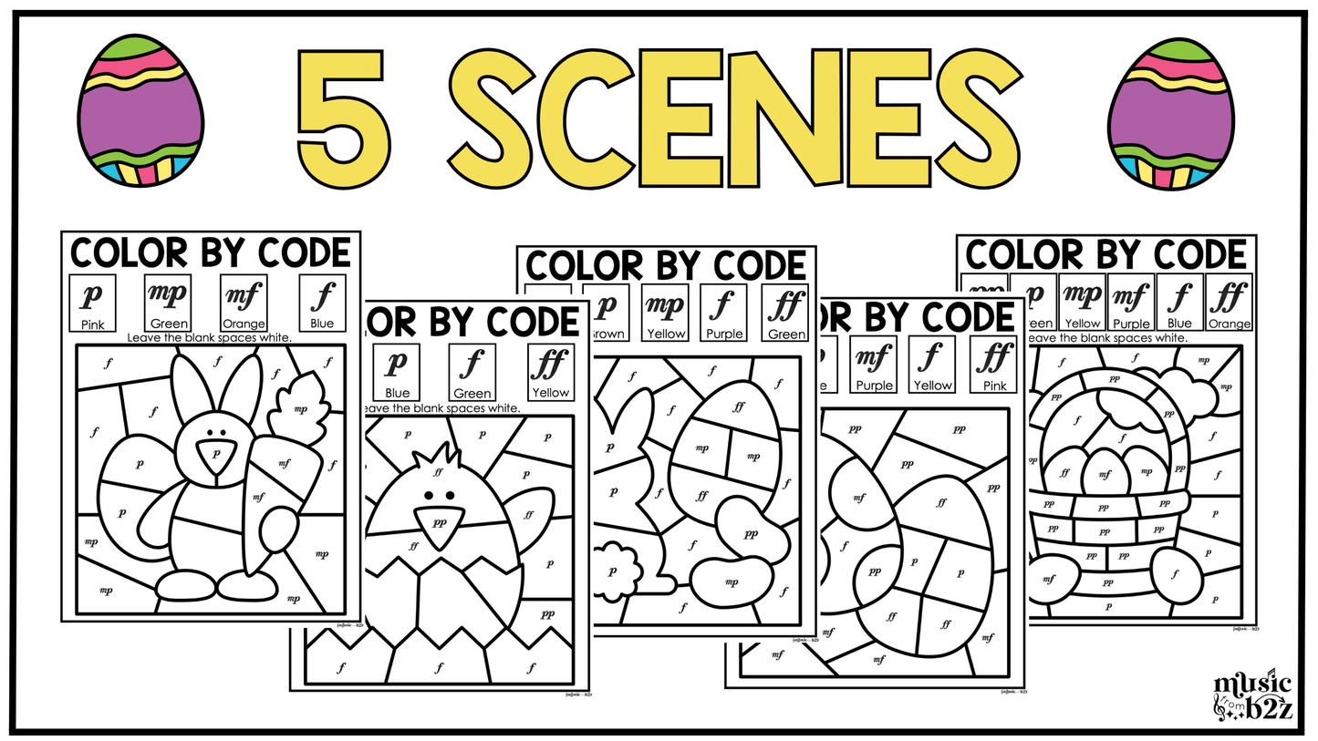 Easter Music Coloring Pages Color by Note Spring Music Worksheets Dynamics