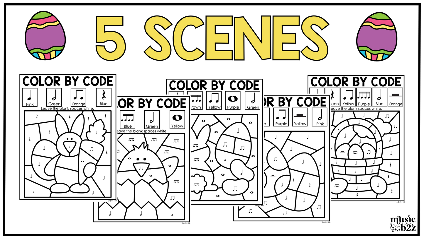 Easter Music Coloring Pages Rhythm Worksheets Spring Music Color by Note