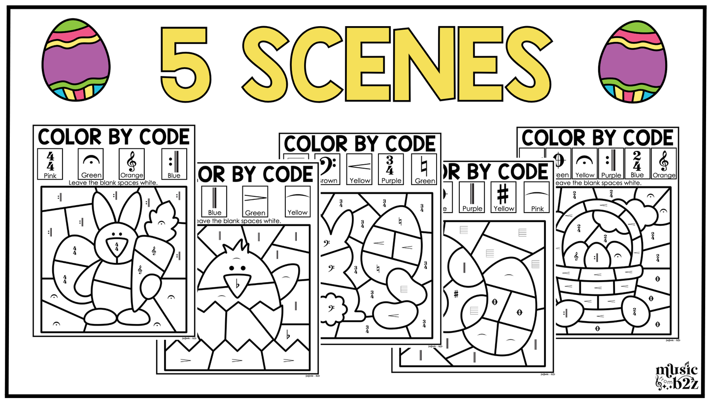 Easter Music Coloring Color by Note Spring Music Worksheets Music Symbols