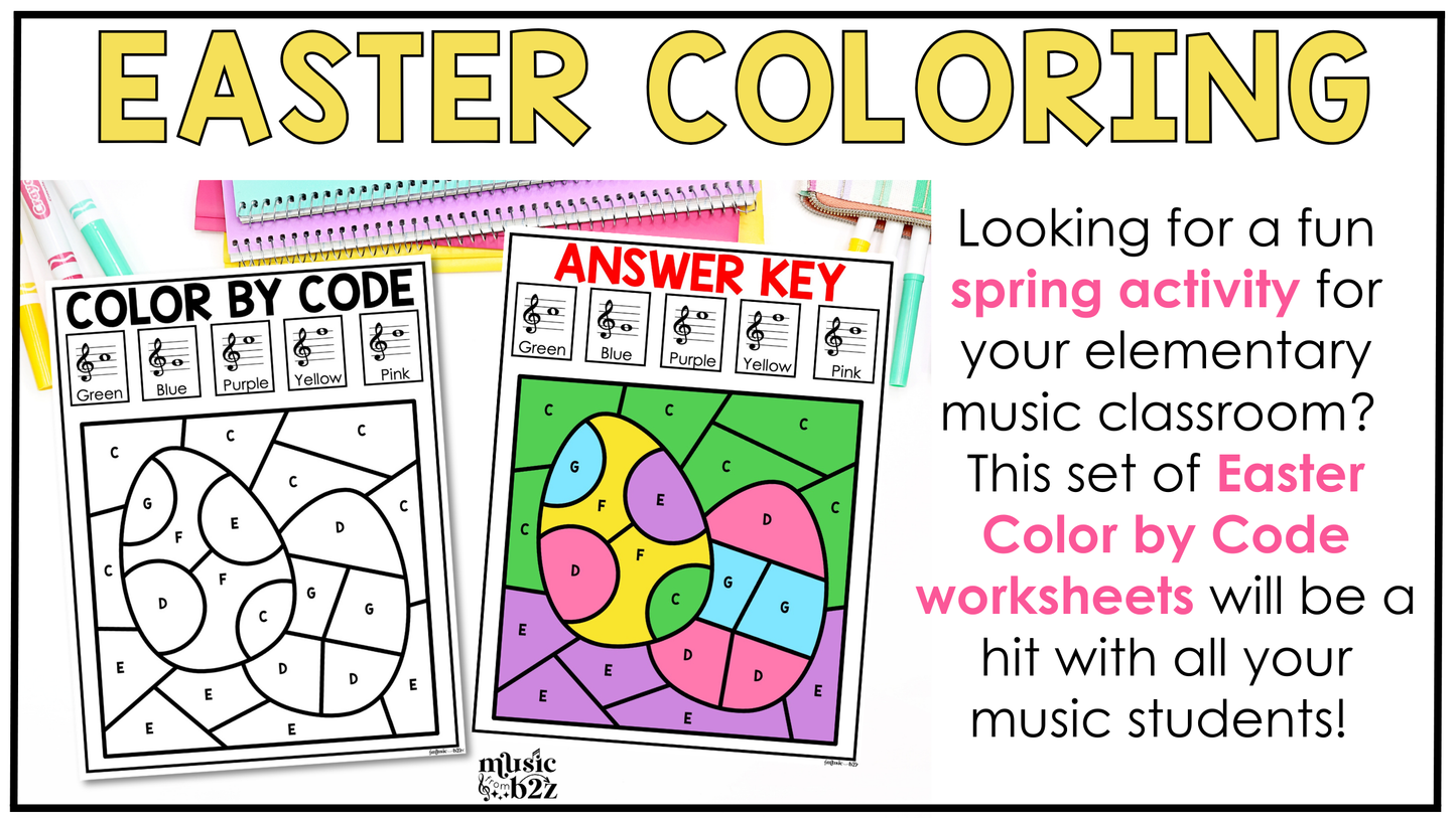 Easter Music Coloring Pages Color by Note Spring Music Worksheets Treble Clef
