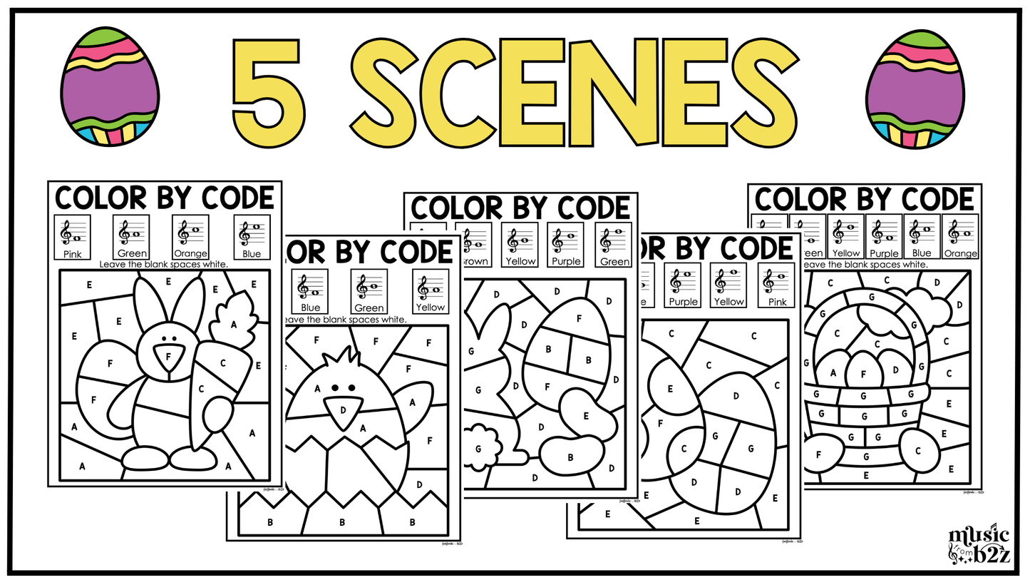Easter Music Coloring Pages Color by Note Spring Music Worksheets Treble Clef
