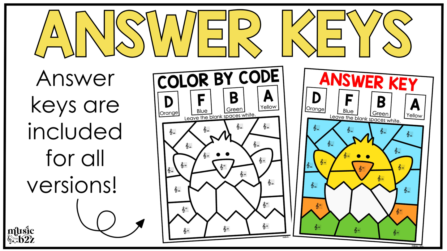 Easter Music Coloring Pages Color by Note Spring Music Worksheets Treble Clef