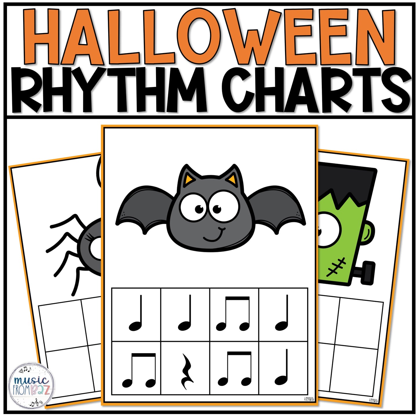 Halloween Rhythm Mats Elementary Music Worksheets Activities Sub Plans Centers