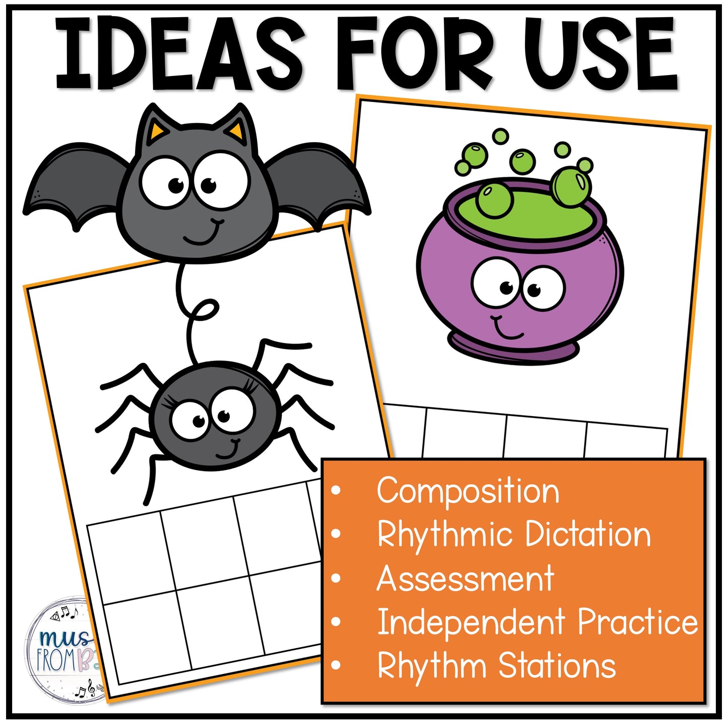 Halloween Rhythm Mats Elementary Music Worksheets Activities Sub Plans Centers