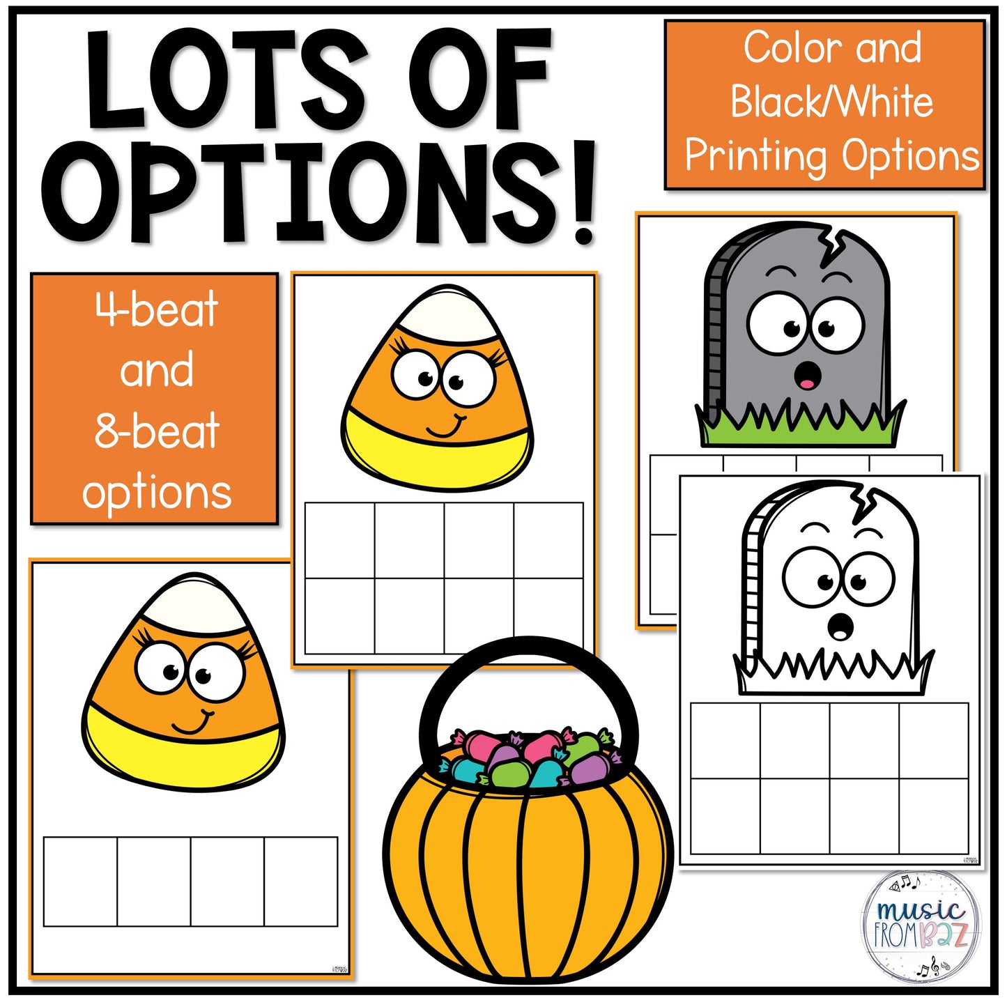 Halloween Rhythm Mats Elementary Music Worksheets Activities Sub Plans Centers