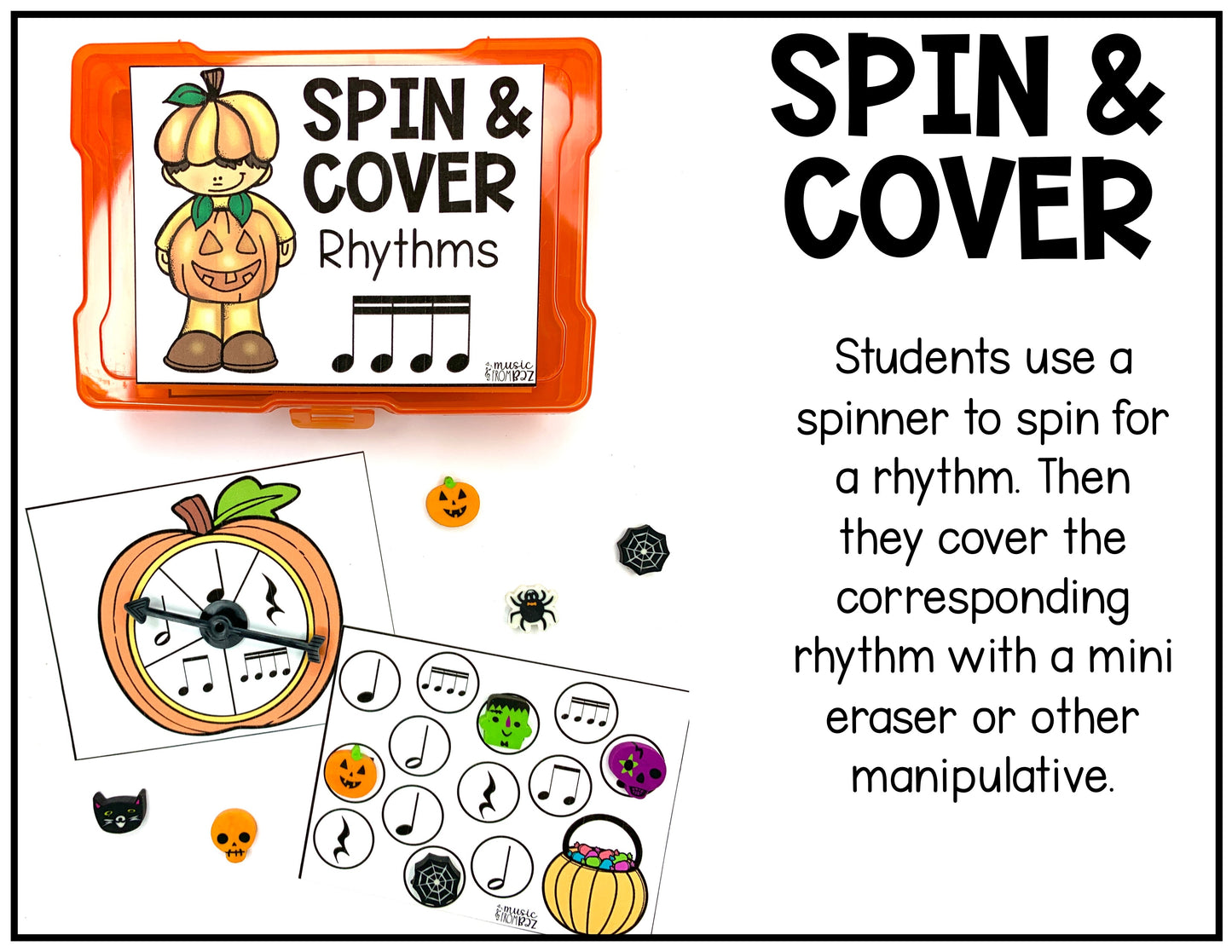 Halloween Music Task Cards - Rhythm - Elementary Music Activity