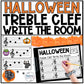 Halloween Treble Clef Notes Music Write the Room Game & Scavenger Hunt