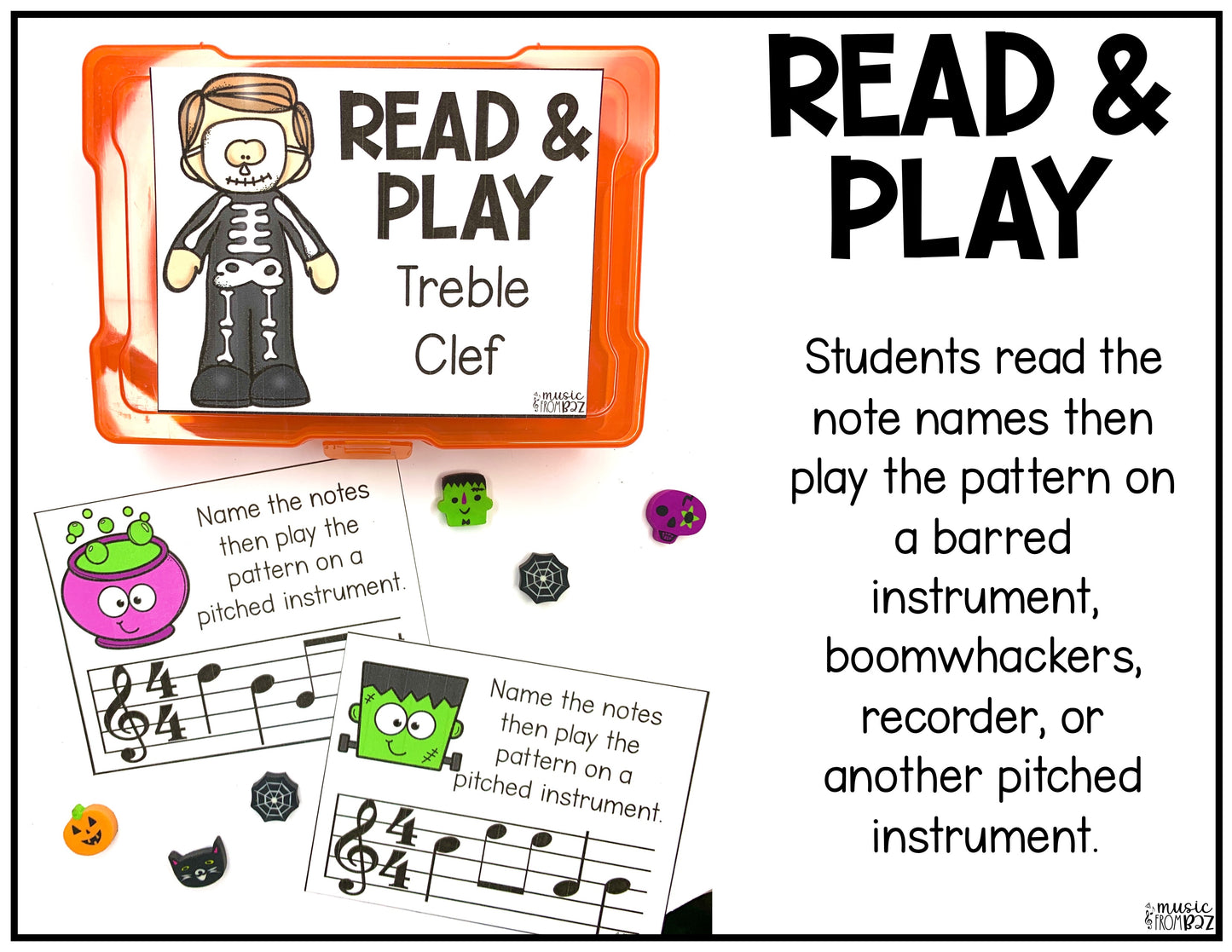 Halloween Treble Clef Task Cards Elementary Music Centers & Games Activities