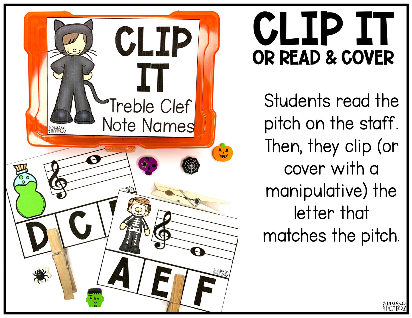Halloween Treble Clef Task Cards Elementary Music Centers & Games Activities