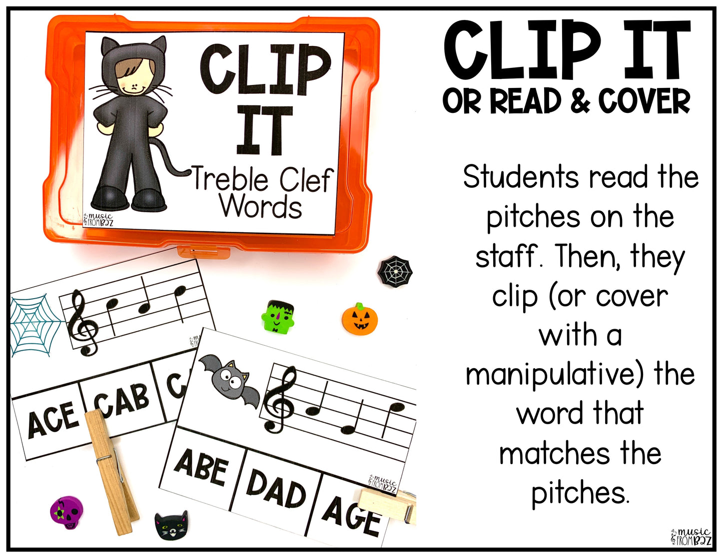 Halloween Treble Clef Task Cards Elementary Music Centers & Games Activities