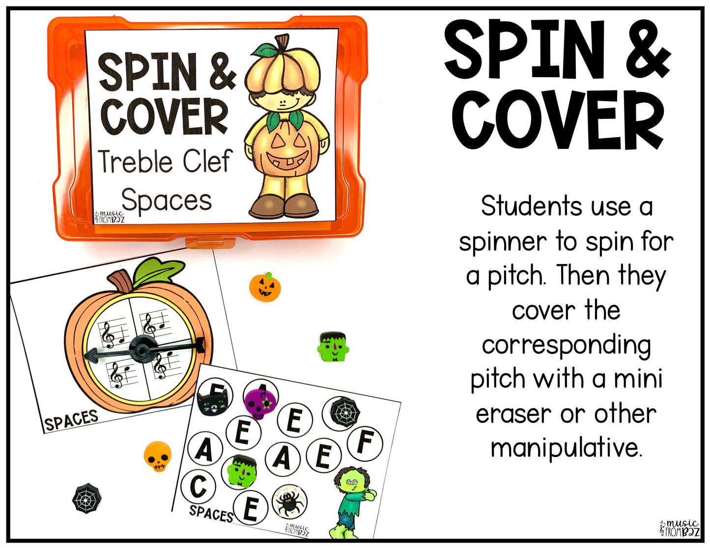 Halloween Treble Clef Task Cards Elementary Music Centers & Games Activities