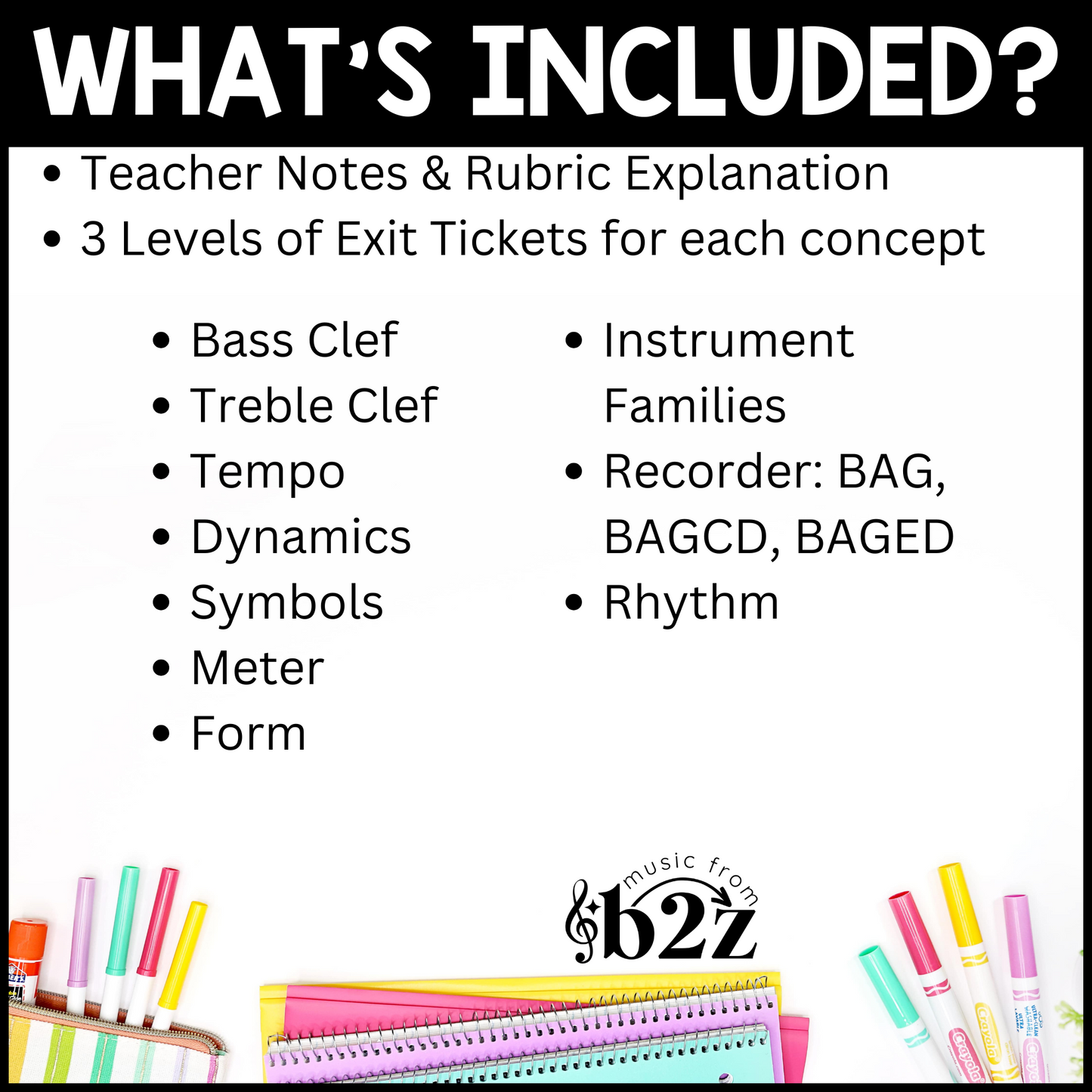 Elementary Music Exit Tickets BUNDLE Rubrics Editable Music Assessment