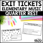 Quarter Rest Exit Tickets & Rubrics Editable Elementary Music Rhythm Assessment