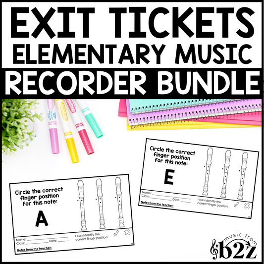 Recorder Exit Tickets BUNDLE Rubrics Editable Elementary Music Assessment