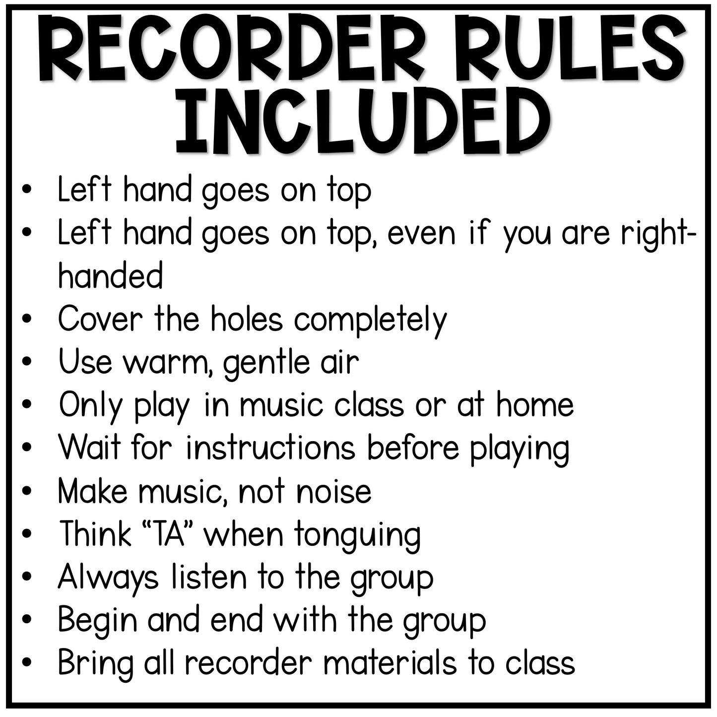 Music Classroom Decor - Recorder Fingering and Rules Posters - Modern Oasis