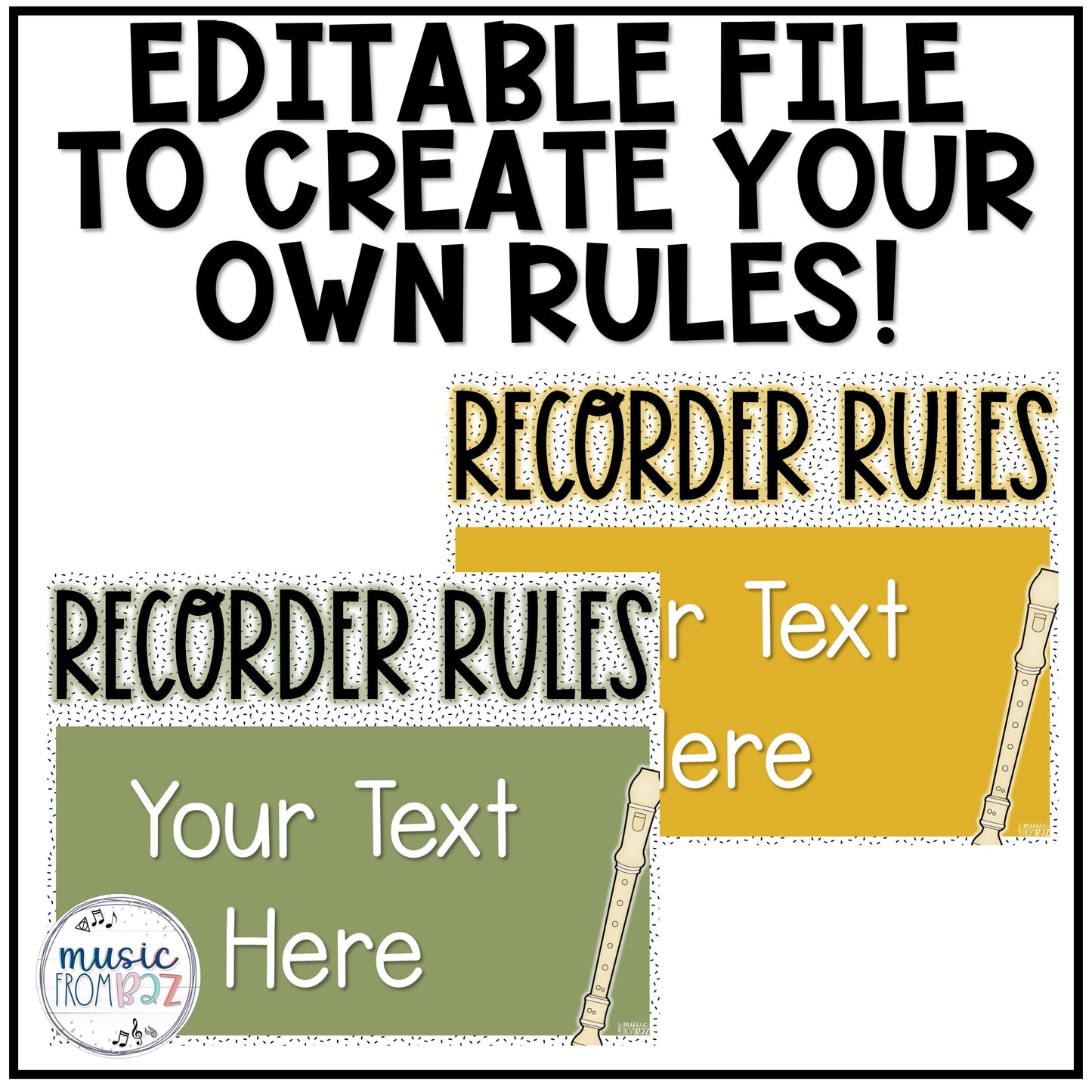 Music Classroom Decor - Recorder Fingering and Rules Posters - Modern Oasis