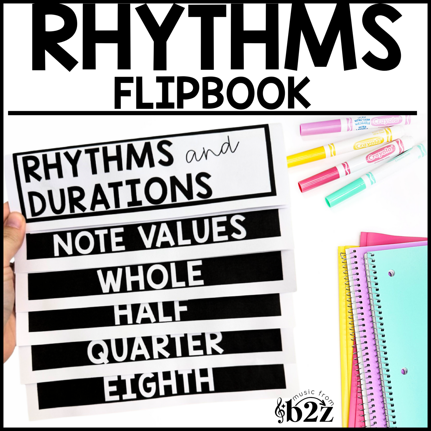 Rhythm Note Value Flipbook Worksheets Review Elementary Music Activity Centers