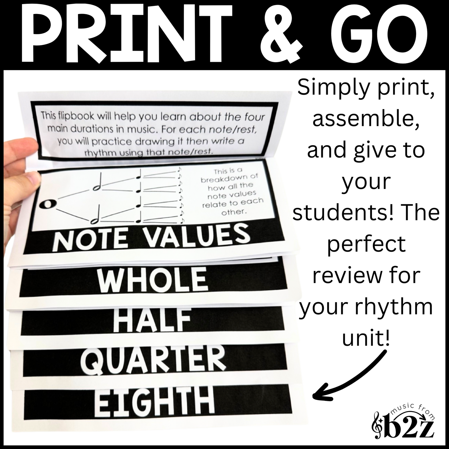 Rhythm Note Value Flipbook Worksheets Review Elementary Music Activity Centers