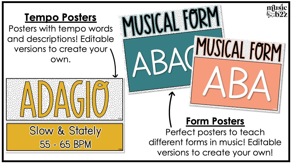 Music Classroom Decor BUNDLE - Music Bulletin Board & Posters - Modern Oasis