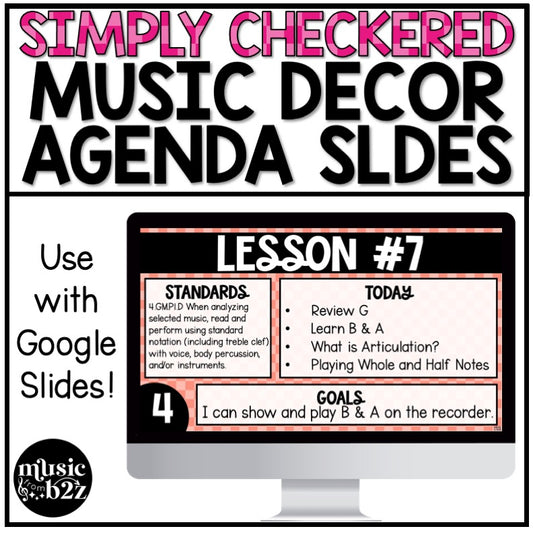 Editable Daily Agenda Google Lesson Slides Music Classroom Decor Checkered