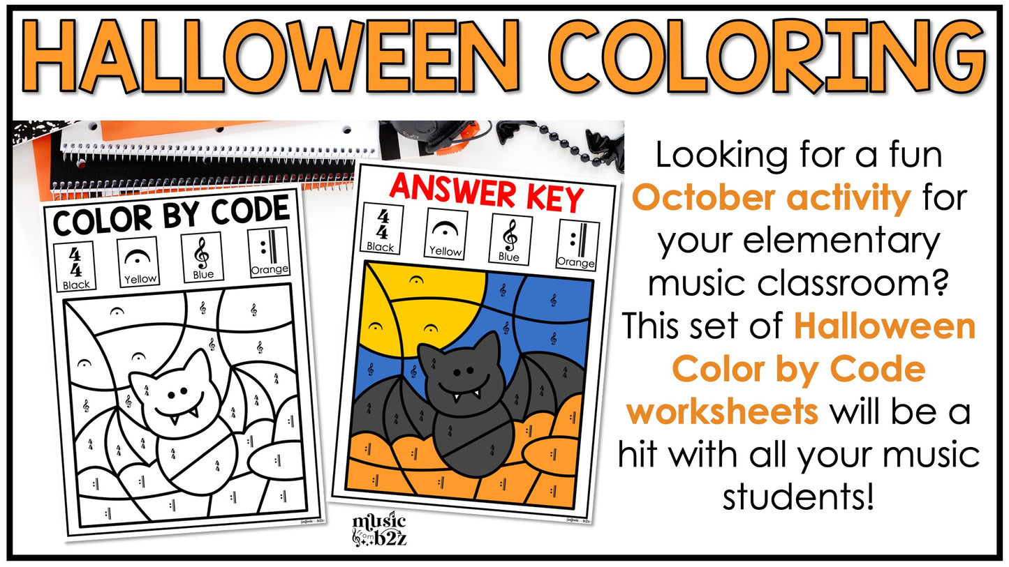 Halloween Music Coloring Color by Note Halloween Music Worksheets Music Symbols