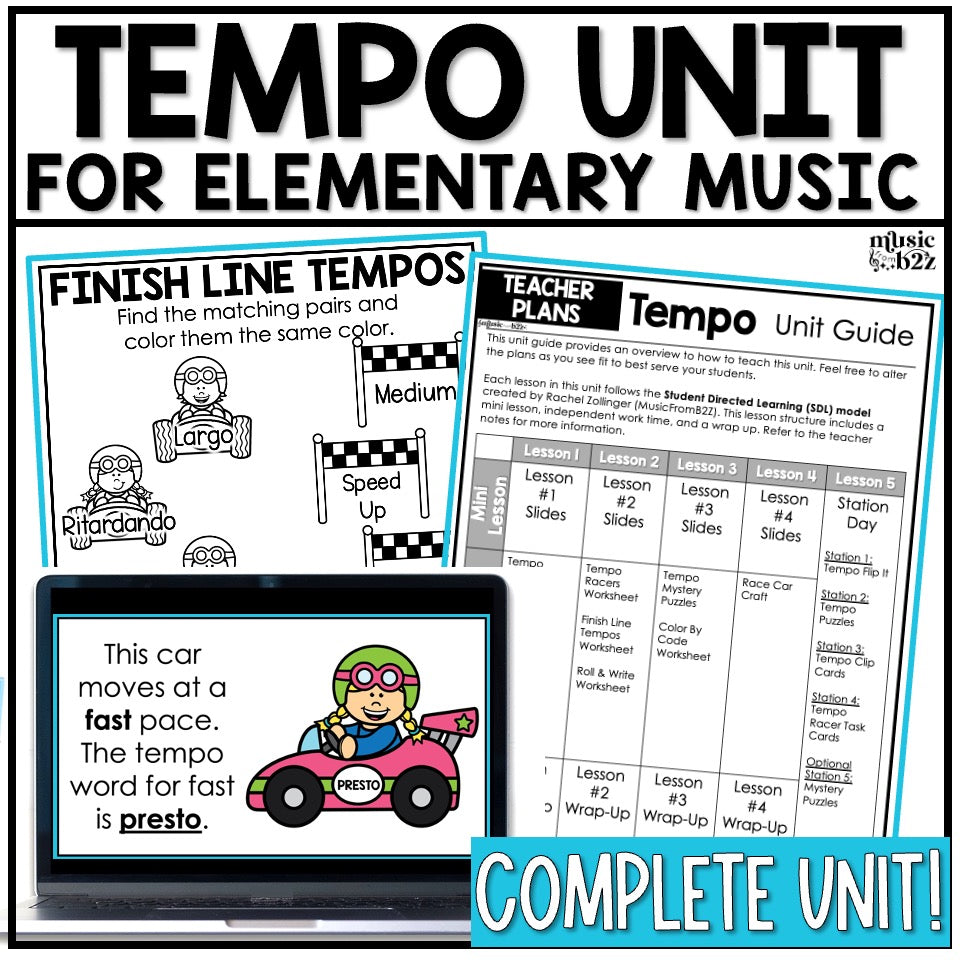 Tempo Unit Elementary Music Curriculum Lesson Activity Worksheets Games