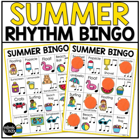 Summer Music Bingo Game Rhythm Bingo Game for Quarter & Eighth Notes Centers
