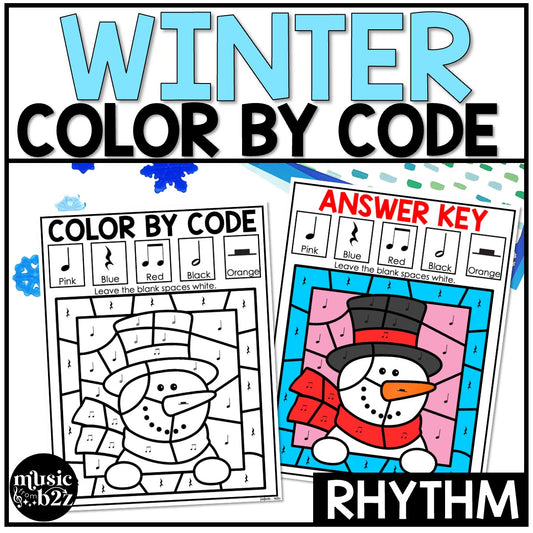 Winter Music Coloring Winter Music Worksheets Music Color by Note Rhythm