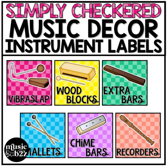 Elementary Music Classroom Decor Instrument Labels Simply Checkered