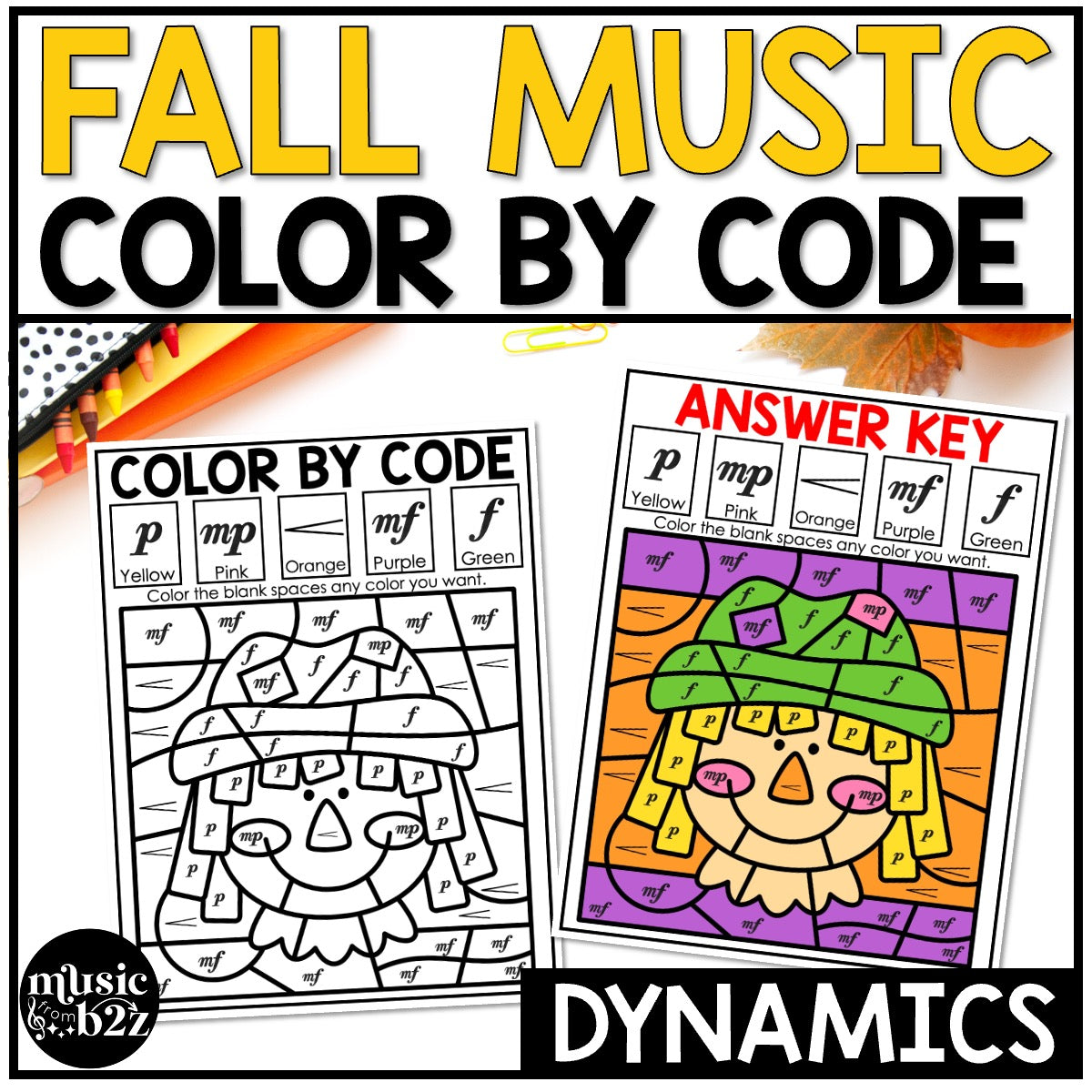 Fall Music Coloring Music Color by Note Fall Music Worksheets Dynamics Coloring