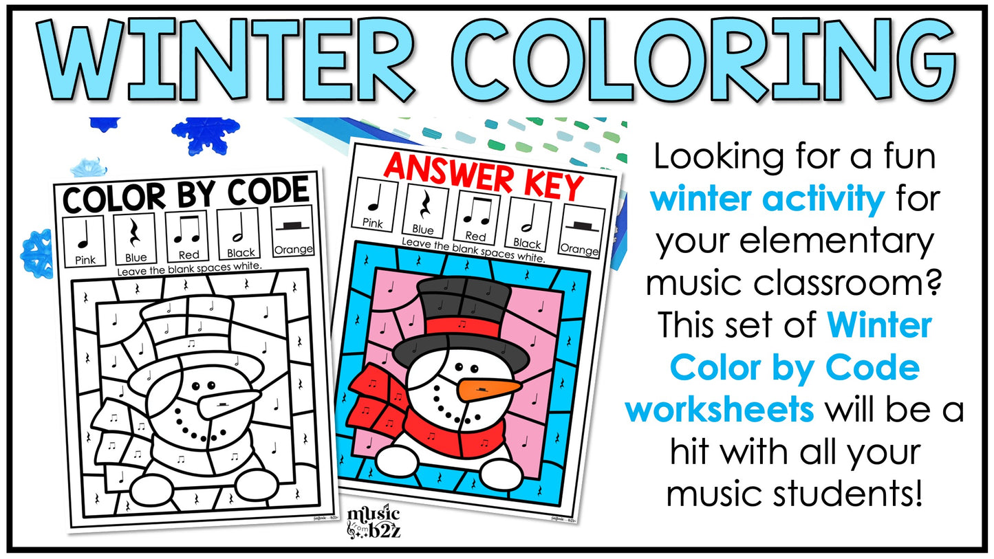 Winter Music Coloring Winter Music Worksheets Music Color by Note Rhythm