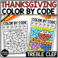 Thanksgiving Music Coloring Color by Note Turkey Music Worksheets Treble Clef