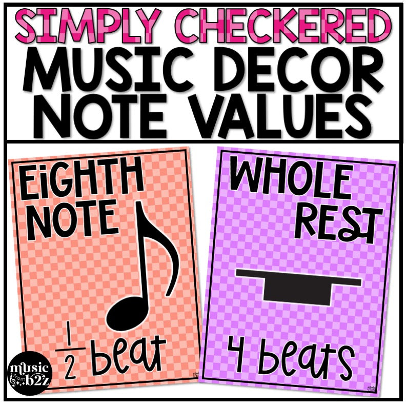 Note Duration Values Posters Elementary Music Classroom Decor Simply C