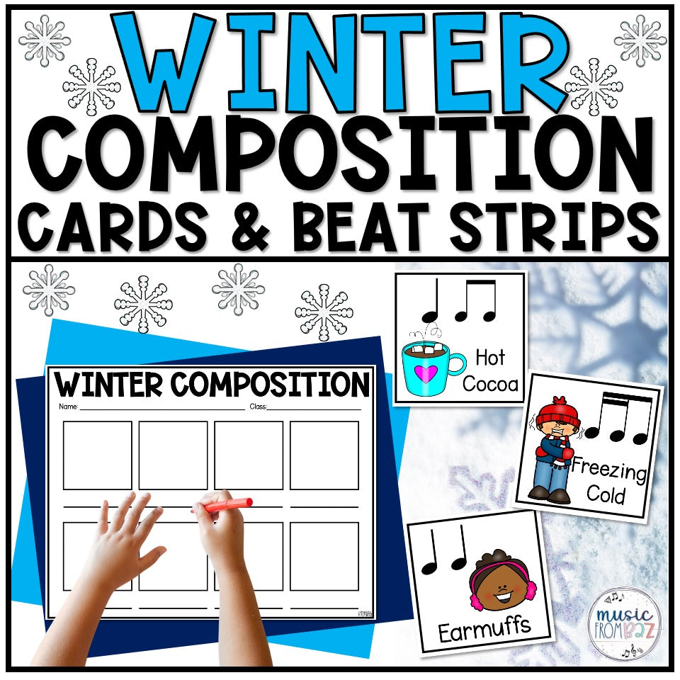 Winter Music Activities - Composition Cards & Beat Strips - Winter Music Lesson