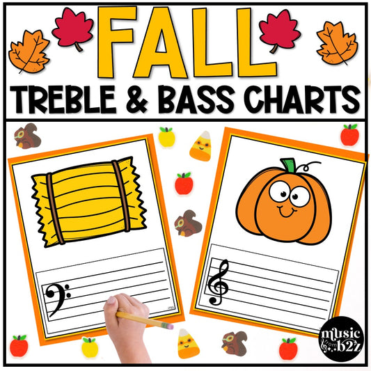 Fall Music Lines and Spaces Treble Clef Worksheets Fall Music Activities