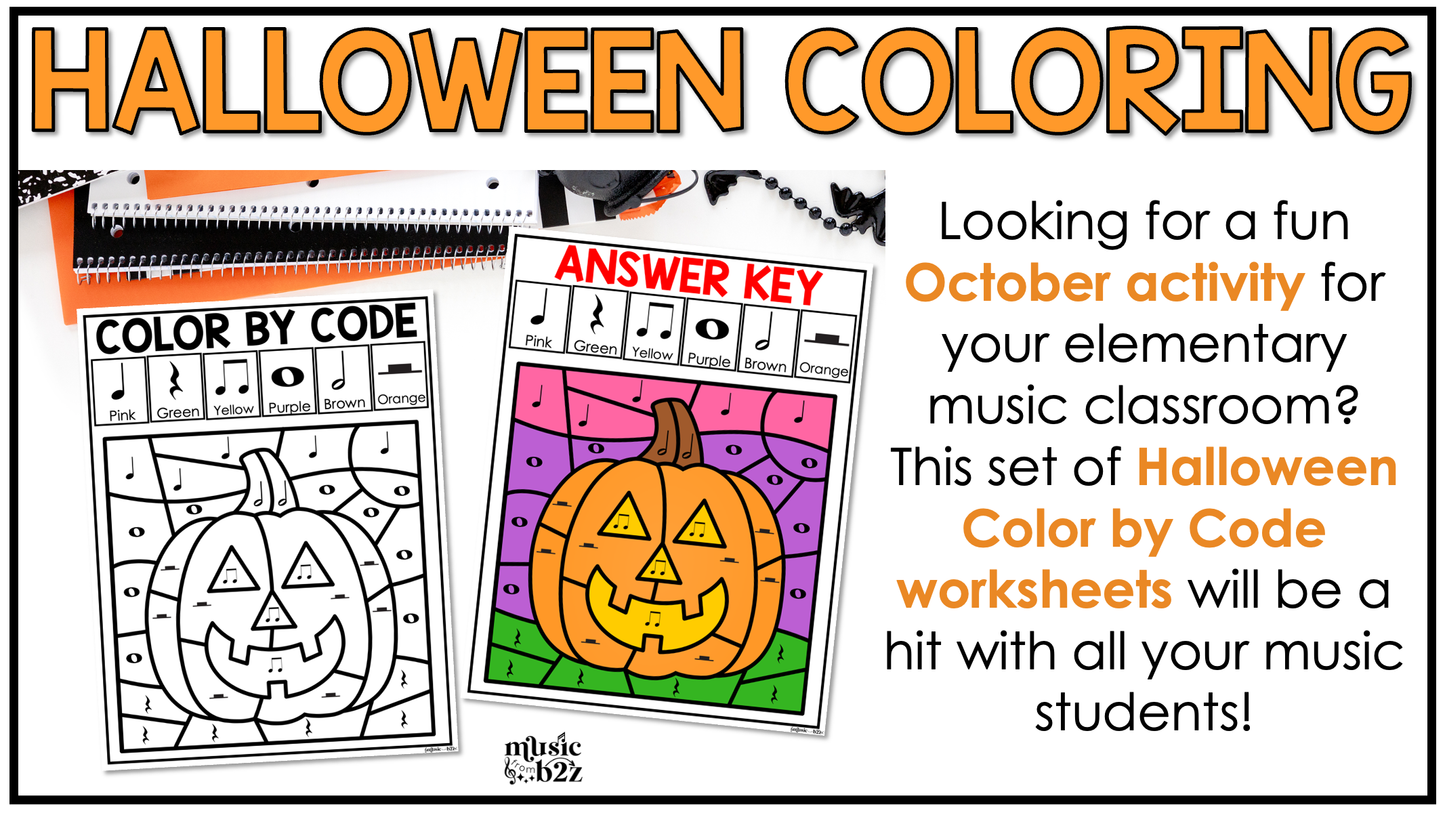 Halloween Music Coloring Halloween Music Worksheets Music Color by Note