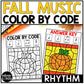 Fall Music Coloring Color by Rhythm Fall Music Worksheets Music Color by Note