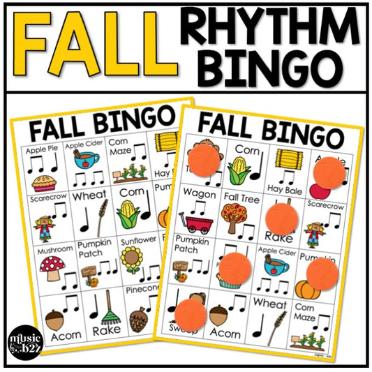 Fall Music Bingo Fall Music Games Rhythm Bingo Fall Music Worksheets Sub Plans